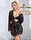 ohyeahlady Kimono Damen Sexy Mesh Robe Transparent Morgenmantel Große Größen Reizwäsche Nachthemd Spitze Dessous Set Bademantel Bikini Cover Up Strandkleid mit G-String Gürtel Schwarz M-L
