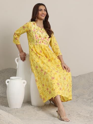 Image of Libas Printed Cotton A-Line Kurta With Trouser