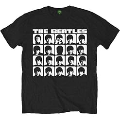 owow Beatles Men’s Hard Day’s Night Film Strips T-Shirt Large Black Apparel - Les Beatles, Paul McCartney, John Lennon, RIngo Starr, George Harrison