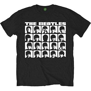 owow Beatles Men’s Hard Day’s Night Film Strips T-Shirt Large Black Apparel - Les Beatles, Paul McCartney, John Lennon, RIngo Starr, George Harrison