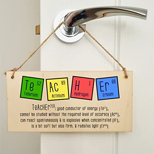 The Plum Penguin Handmade Wooden Hanging Wall Plaque Teacher Symbols Periodic Table Joke Clever End of School Term Gift - Image 4