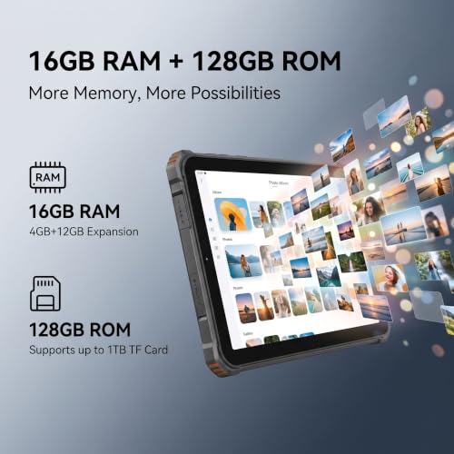Image of RT3 Pro Rugged Android 14 Tablet, 8 Inch, 4GB+128GB, IP68 /IP69K Waterproof, 4G LTE Dual SIM, 600 Nits, GPS, NFC, 5150mAh, Orange
