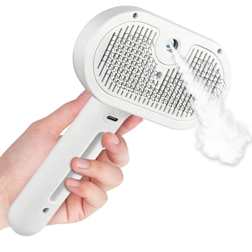 Spazzola a Vapore per Gatti e Cani, 2 In 1 con Spruzzo, Spazzola Vapore per Rimuovere Peli Aggrovigliati, Gatto