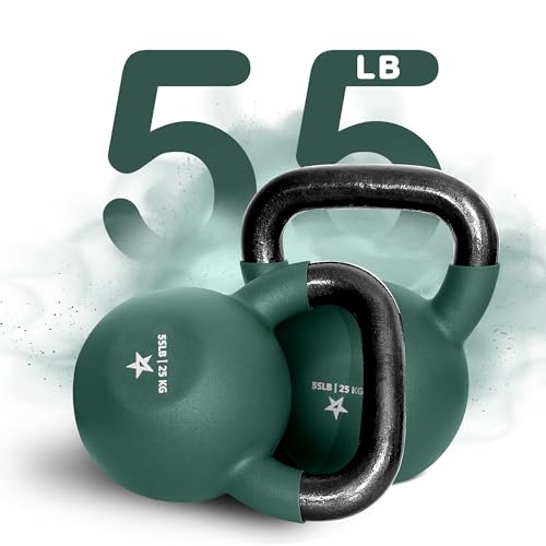 Yes4All Neoprene Coated & Kettlebell Sets - Hand Weights for Home Gym & Dumbbell Weight Set Training - Dark Green - 55 lbs - Image 3