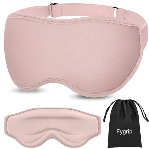 Fygrip 3D Eye Mask Sleep Mask for Men & Women 100% Pressure-Free & Light Block-Out Eye Mask for Sleep with Easy Adjustable Strap Night Eye Cover for Travel Pink