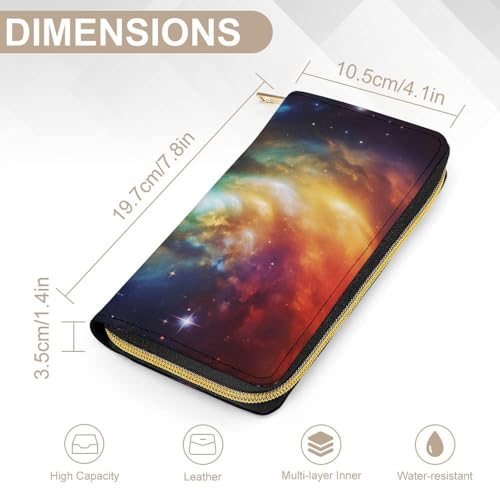 Gorgeous Galaxy Print Long Wallet for Women Men PU Leather Card Holder Organizer with Zipper Coin Pocket & Cash Slots2
