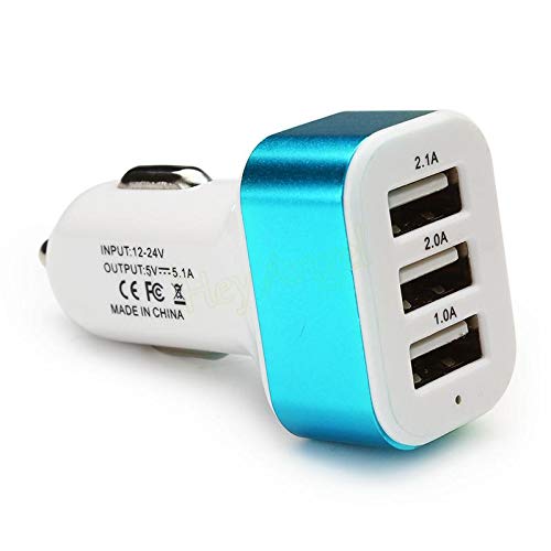 3 Port Car USB Car Charger with Fast Charging, LED Lightup and Simultaneous Charge Support for All Smartphones