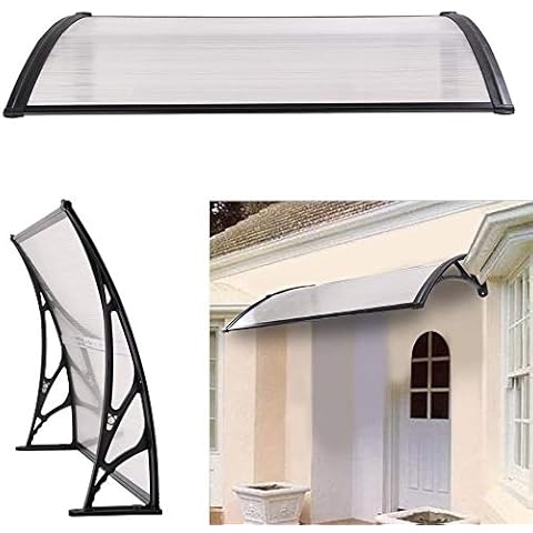 Window Canopy, Porch Awning, Door Canopy Outdoor Waterproof, 120x80cm Door/Window Awning, Polycarbonate Cover, Front Door Patio Awning, Outdoor Canopy UV Rain Snow Protection, Shelter Canopy Cover