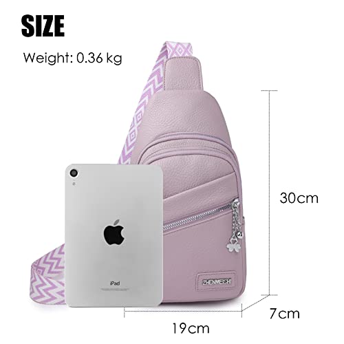 Myhozee Sling Bag Damen Klein Brusttasche PU Leder Schultertaschen Handy Umhängetasche Crossbag Umhängen für Outdoorsport, Wandern, Radfahren, Reisen