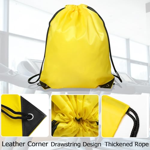 Drawstring Backpack 12PCS Bulk String Backpack Drawstring Bags Sport Gym Cinch Bag Sackpack for Women Men (Yellow 12PCS)3