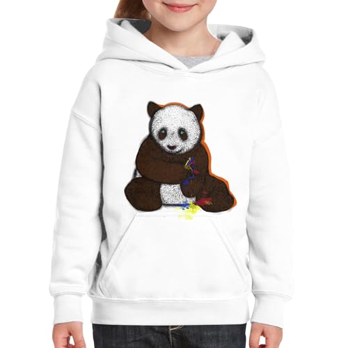 Sweat à capuche enfant blanc Baleine Maître Panda hoodie - 3