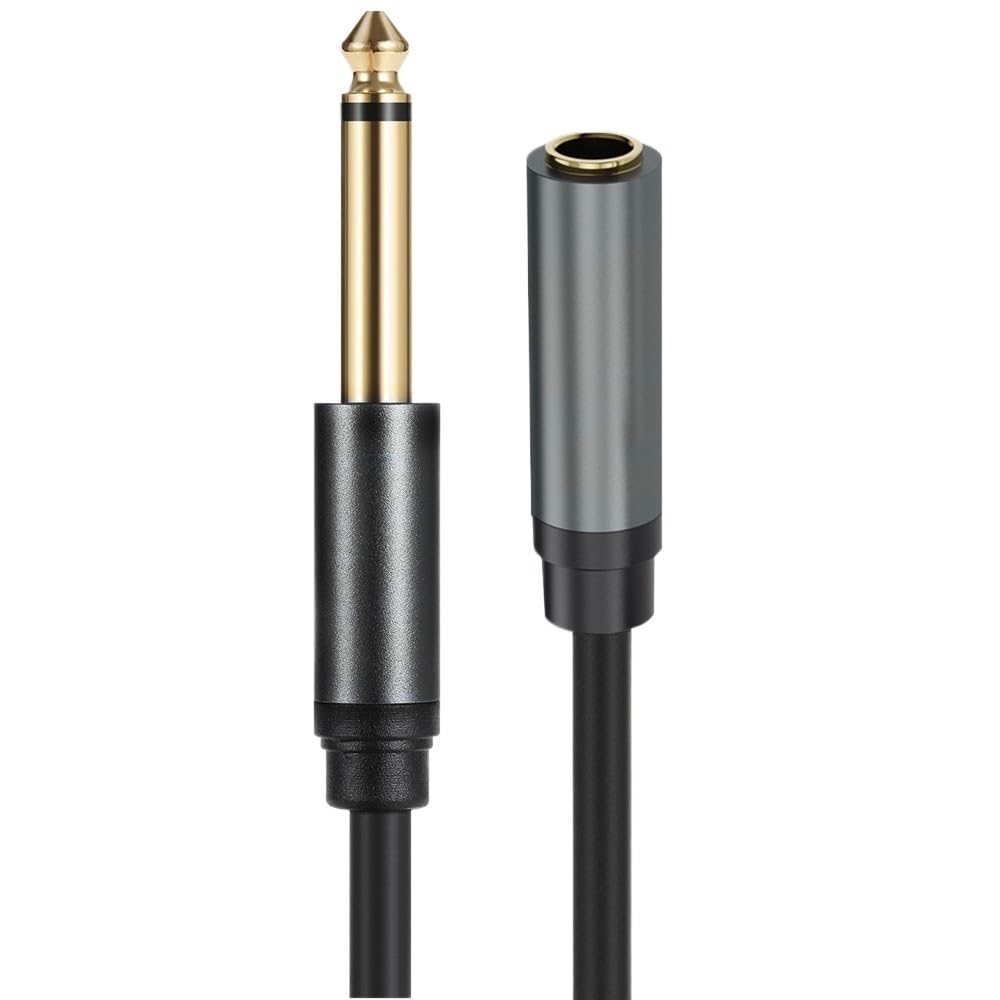Adattatore per cuffie da 1/4 a 3,5 mm TRS 6,35 mm 1/4 maschio a 3,5 mm 1/8 femmina stereo Ja-ck cavo adattatore audio 6,5 mm (mono, 30 cm)
