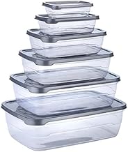 Veloxi 6 Pcs Rectangular Plastic Food Storage Containers with Airtight Lids – Multi-Size Kitchen Storage Box Set for Fridge, Freezer, and Pantry(225ml, 325ml, 650ml, 1250ml, 2200ml, 3500ml)