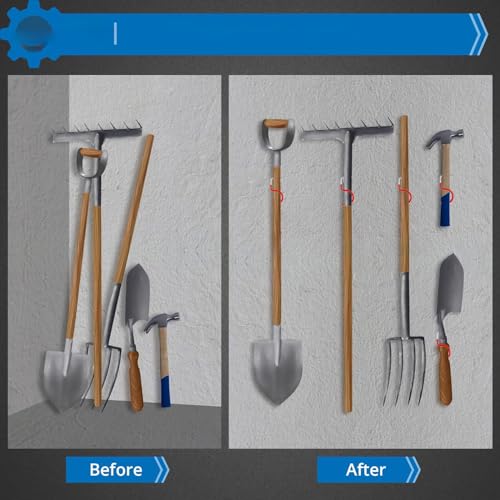 15 Stück Gerätehalter Rote Haken, Besenhalter Gerätehalter,Gartengerätehalter Metallhaken,mit 30 Stück Schrauben,Gartengerätehalter für Garagen Ordnungssysteme