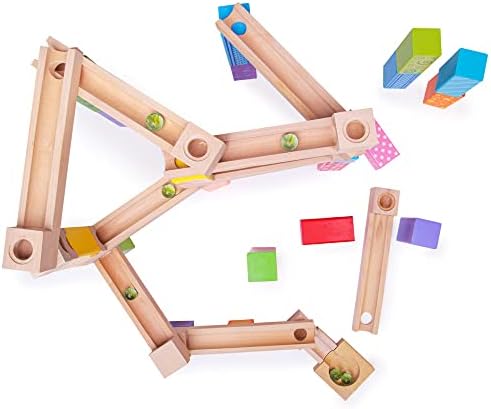 Bigjigs Toys, Marble Run, Wooden Toys, Wooden Marble Run, Construction Toys, Wooden Ball Run, Construction Toys For 3 4 5 Year Olds, Marble Run For 3 4 5 Year Olds, Marbles For Kids