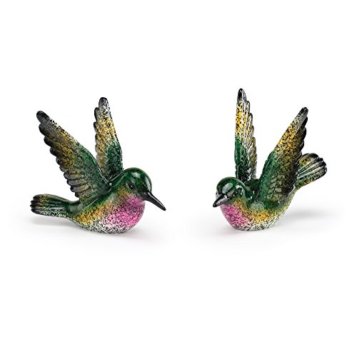 Napco Flying Hummingbird Speckled Green 4 x 3 Resin Stone Garden Figurines 2 Piece Assorted