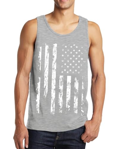 Mens Tank Tops America Flag 4th of July Realistic Sleeveless Tees Underwaist Gym Workout Sports Undershirts Tops L
