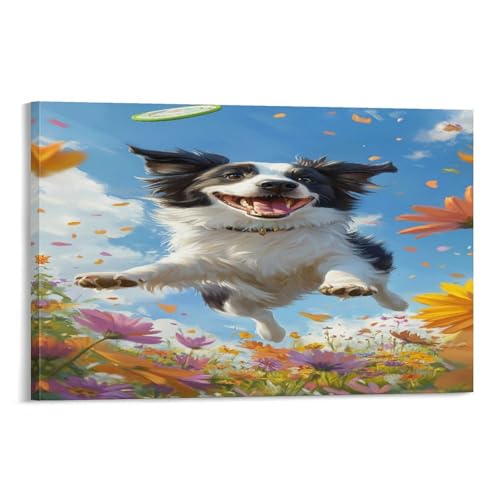 Collie frontière toile déco pour rompre la monotonie d'un couloir vide 50x75cm