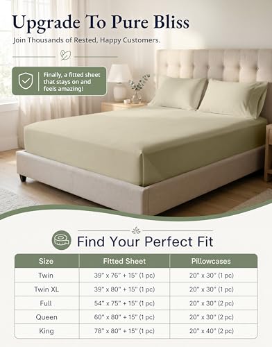 Lane Linen 100% Organic Cotton Twin Fitted Sheet & Pillowcase - Linen - image 9
