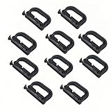 Tactical D-Ring Carabiner for Hiking/Military/EDC - Lightweight Plastic Mountain Carabiner with Quick-Release, MOLLE Compatible, 10-Pack Black