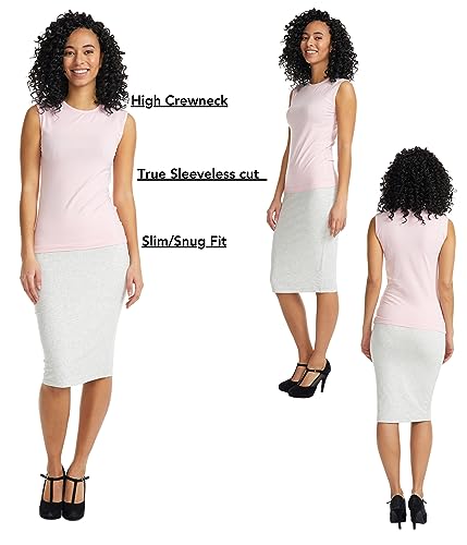 Image of ESTEEZ Women's Sleeveless Fitted Tank Top - Stretch Cotton Blend, Layering Essential