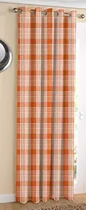 AIRWILL Cotton Track Dobby Orange Designed Blackout and Room Darkening 5ft Window Curtains Pack of 1 pc. (Self Design - Orange)