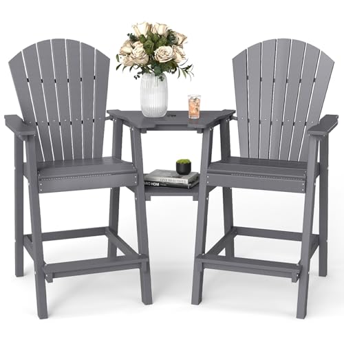 FOOWIN Tall Adirondack Chair Set of 2, All Weather HDPE Bar Height Adirondack...