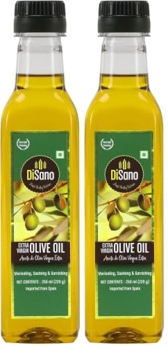Image of DiSano Extra Virgin Olive Oil 250ml, Cold Pressed, First Extraction, Ideal for Sauteing, Grilling & Dressing (Pack of 2)