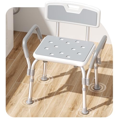 Shower Chair for Inside Shower [Military Grade] [500 lbs Heavy Duty] Shower Seat with Arms and Back for Bathtub, [FSA/HSA Eligible] Height Adjustable Safety Bath Seat for Elderly and Disabled, Adults