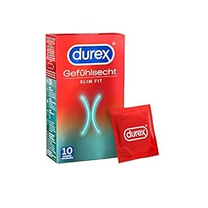Durex Gevoelend slim fit condooms – zacht condooms met smalle pasvorm voor intensief gebruik – per stuk verpakt (1 x 10…