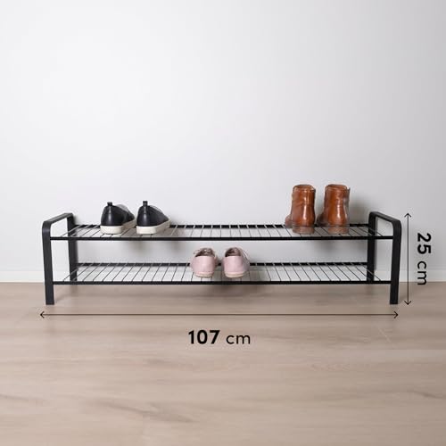 Rangement chaussures horizontal compact noir de 107 cm pour armoire et hall