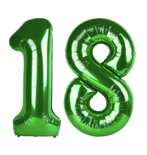 Image of Dark Green Number 18 Balloon 40 Inch, 18th Birthday Party Decorations, Giant 18 Foil Balloon for Party Supplies