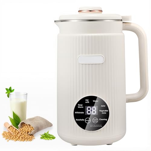 Máquina Para Hacer Leche de Nueces, Máquina Automática de Leche de Almendras de 1200 Ml Para Leche Vegetal Casera, Avena y Soja con Función de Mantenimiento Caliente de 8 Horas y Autolimpieza white