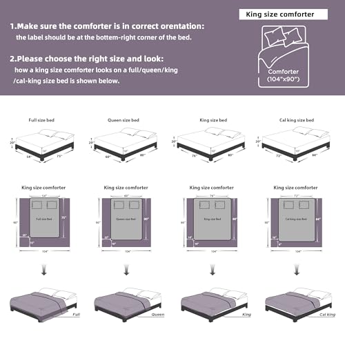 Image of Litanika Grayish Purple King Size Comforter Set, 3 Pieces Tufted Boho Farmhouse Bedding Comforter Sets, Lightweight Fluffy Comforter Bed Set for All Season (104x90In Comforter and 2 Pillowcases)