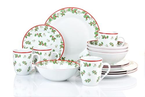 Kombiservice Geschirr HOLLY 16teilig für 4 Personen/Weihnachten -...