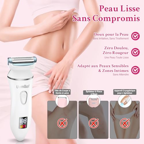 Ruycllo Afeitadora Eléctrica Mujer 2 en 1, Rasuradora Íntima Mujer y Recortadora Bikini IPX7 Impermeable con Pantalla LED, Afeitadora Mujer para Piernas, Axilas y Zona Íntima con Estuche - imagen 3