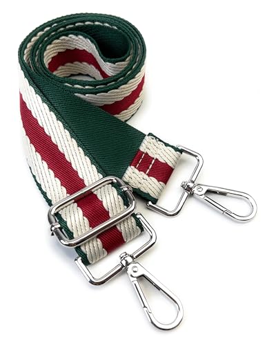 Image of Purse Strap Replacement for Crossbody Bags & Handbags | Premium Webbing with Silver Hardware Clip-On Installation Adjustable Length Comfortable Wide Guitar Style Strap