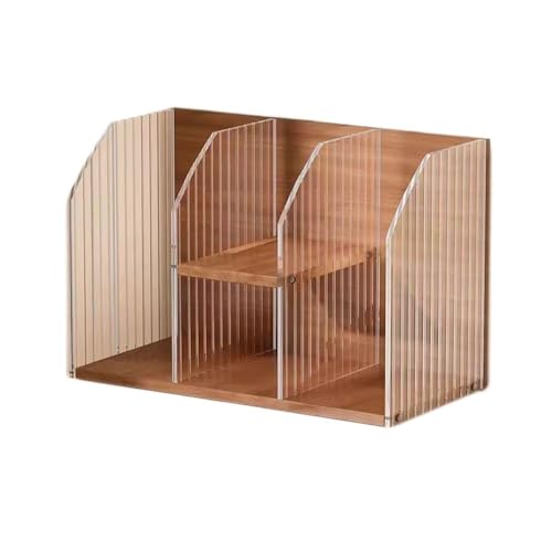 Estantería de escritorio de madera con partición de plástico para almacenamiento de oficina en casa, tamaño grande (60 x 20 x 36 cm)