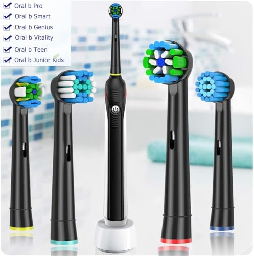 Qitizu Aufsteckbürsten Kompatibel mit Braun Oral b Elektrische Zahnbürste, 4 Floss, 4 Precision, 4 Sensitive, 4 EfficientClean Zahnbürstenaufsatz Aufsätze (16 Schwarz)