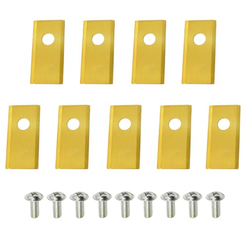 SEIWEI Rasenmähermesser mit Schrauben, Mähroboter Ersatz Roboter Rasenmäher Messerset für Worx Landroid Scheppach Robomow Einhell Landxcape Rasenmähroboter, Edelstahl (9er Pack - Gold)