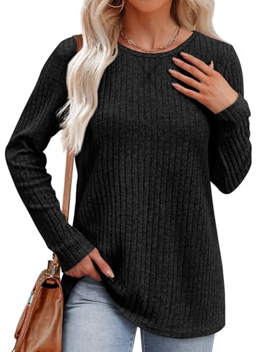 XIEERDUO Long Sleeve Shirts for Women Tunic Tops Casual Fall Tops Lightweight Sweaters 20242