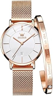 OLEVS Ladies Watch 6.5mm Ultra Thin Mesh Strap Waterproof Japanese Quartz Fashion Dress Date Women Wrist Watch
