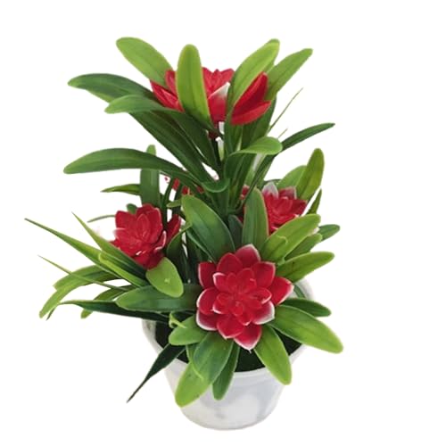 造花ポットフラワー - 本物のような鉢植えフラワーアレンジメント、リアルなシルクブルーム装飾、メンテナンス不要の緑のセンターピース、エレガントな小さなオーナメント | 造花コーヒーテーブルキッチン農家の棚用