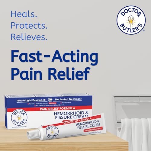 Image of Doctor Butler's Hemorrhoid & Fissure Cream - Instant Pain Relief with Lidocaine, Fast Acting Hemorrhoid Treatment for Relief from External Itching and Burning (1 oz.)