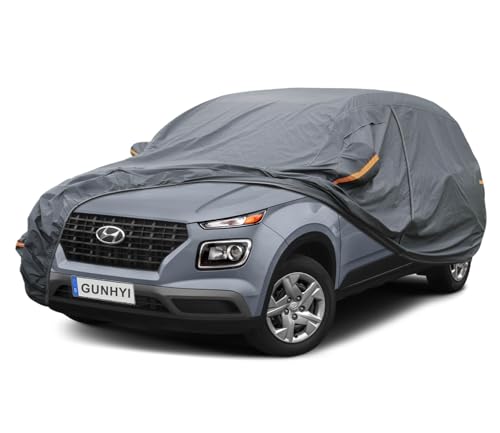 Image of GUNHYI Premium Car Cover Custom Fit Hyundai Venue, 16 Layers Heavy Duty Car Cover Waterproof All Weather with Zipper Door for Sun Rain Snow Dust Uv Protection