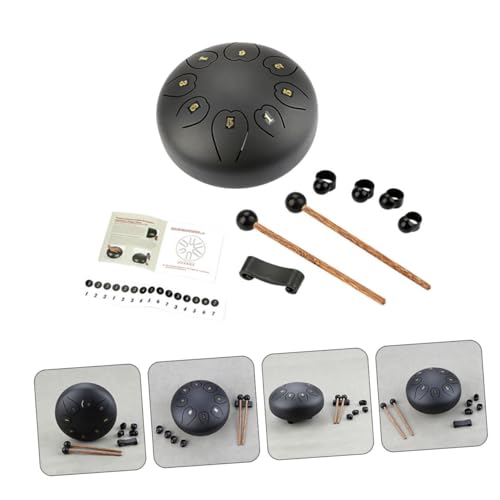 Tambor de Lengüeta Negro Grande Alipis Metal Portátil miniatura 4