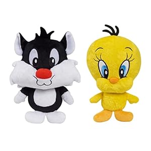 Looney Tunes Plush Pals 2-Piece Set Stuffed Animals, 7-inch Tweety and Sylvester