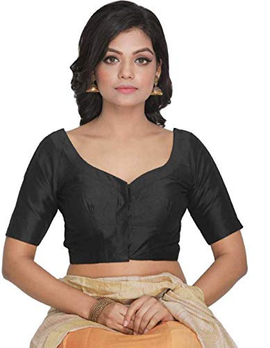 Hiral Designer Mall Choli & Top Sarees Blouse Indian Silk & All Sari Color Matching Blouse Women Choli (34, Black)