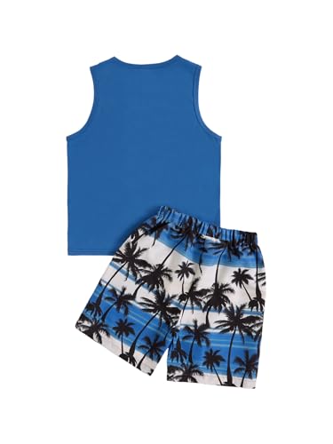 Image of Floerns Boys Boho Sleeveless Tank Top Tropical Print Shorts Set 2 Piece Outfit