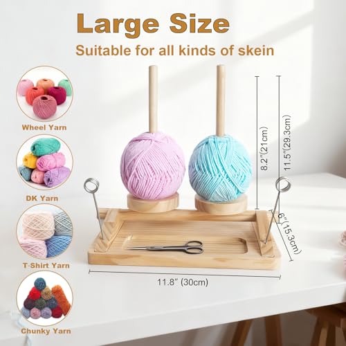 Image of Viredelo Wooden Yarn Holder, Natural Wood Color | Dual Axis Rotating Mechanism, For Crocheting and Knitting, Yarn Spinner, Crochet Gift for Knitting Lovers